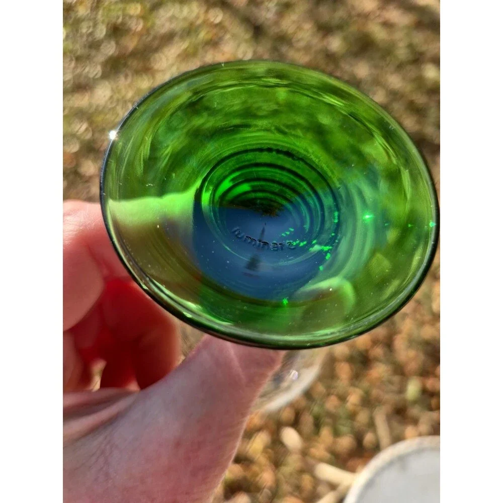 Vtg France Luminarc Wine Glasses Green Beehive Stem Grapevine 4 Available
